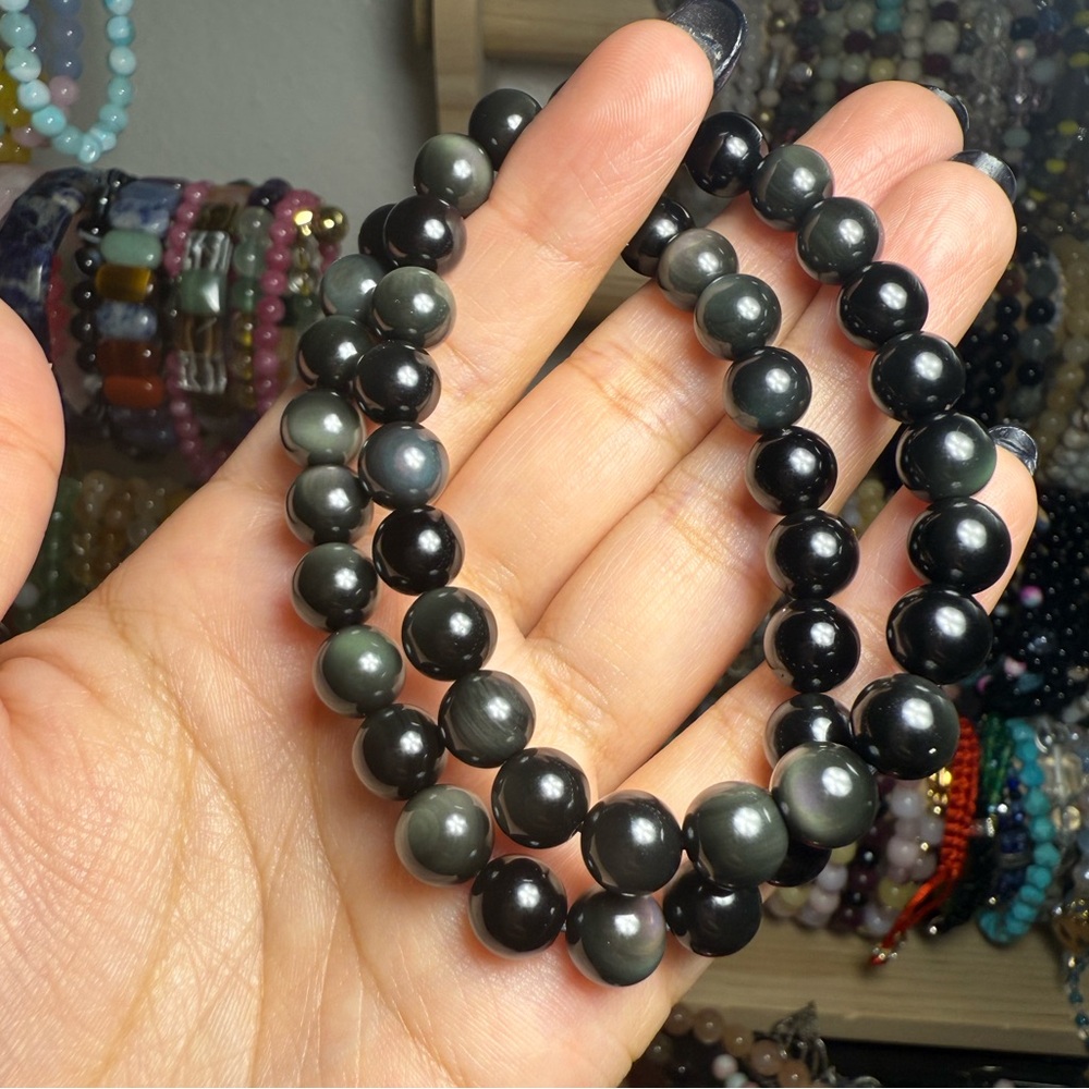 One 🌈 8mm Rainbow Obsidian Bracelet – Protective & Grounding